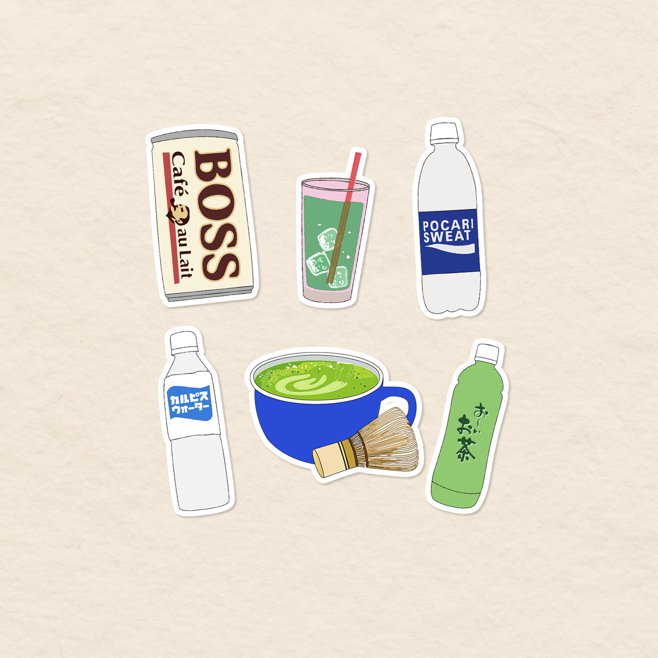 Japanese Beverages Sticker Set | Premium Vinyl Japanese Stickers