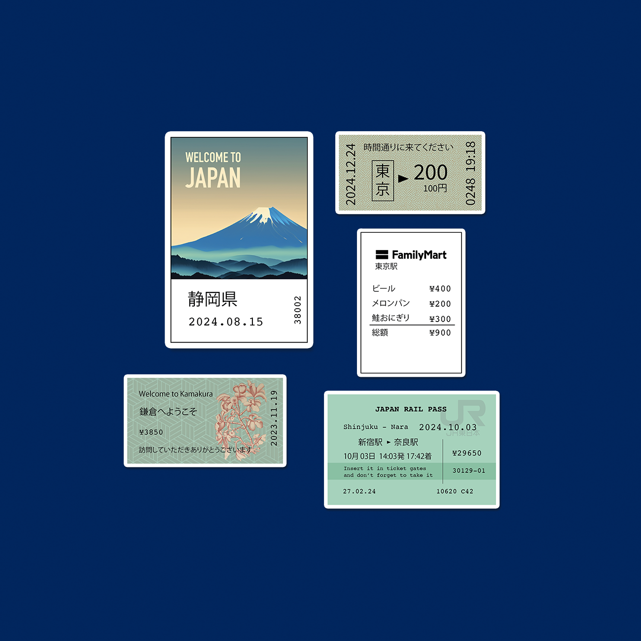 Japan Tickets Sticker Set